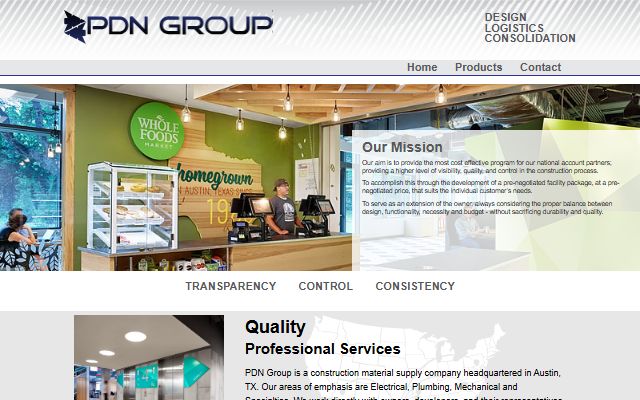 PDN Group homepage, a construction material supply company